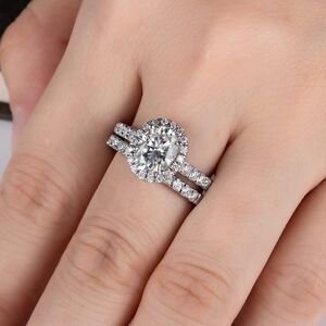 Certified 18k White Gold 3.0cttw Diamond Ring Engagement Moissanite 925 Wedding